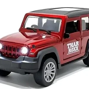 Babuniya Mahindra Thar Roxx Jeep SUV Car 1:28 Scale Model Car Exclusive Alloy Metal Pull Back Die-cast Diecast Metal Pullback Toy Openable Doors & Light Music Best Gifts Kids