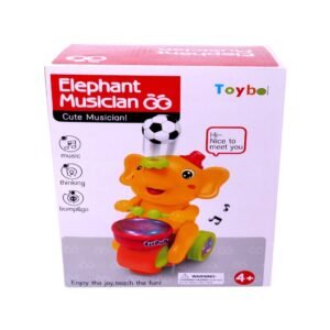 Babuniya Elephant Drummer Toy for Kids Flashing Lights & Sound Drum Beating and Ball Blowing Action (Yellow)