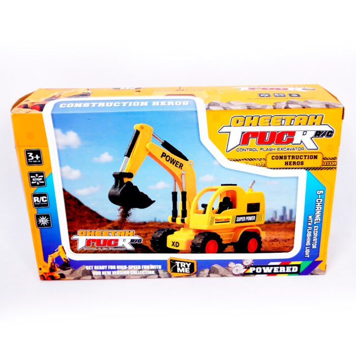 Babuniya Cheetah Truck RC Excavator Toy, 5-Channel with Flashing Light, Super Power Shovel Loader, Age 4+