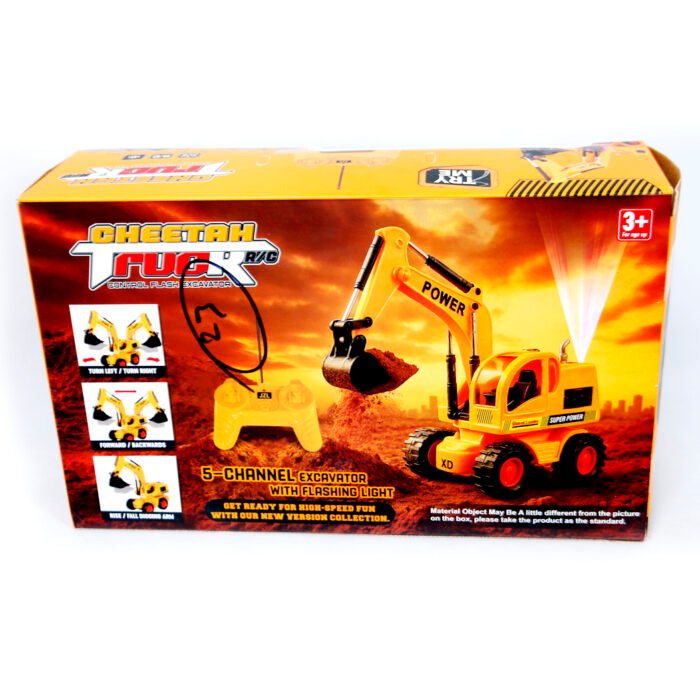 Babuniya Cheetah Truck RC Excavator Toy, 5-Channel with Flashing Light, Super Power Shovel Loader, Age 4+