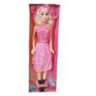 Barbie Fashion Doll Wearing Pink and White Gingham Dress with Daisy Chain Necklace.