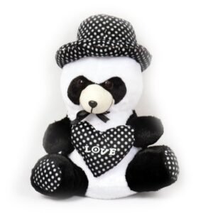 Black & White small Panda Cap Teddy Bear Soft Plush Fluffy Spongy Fur Stuffed Toy.5